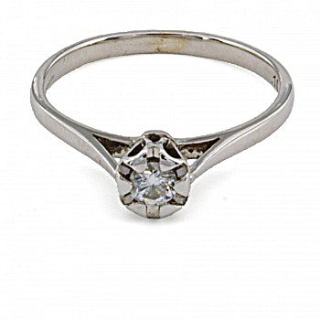 9ct white gold Diamond solitaire Ring size I