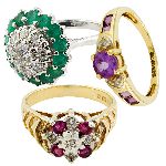 Diamond rings with coloured gems
