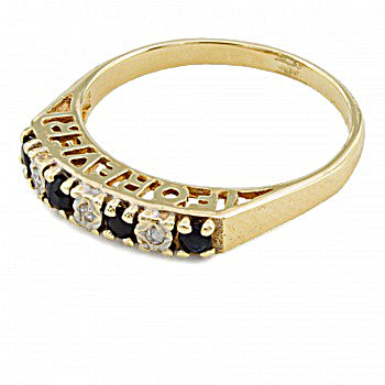 9ct gold Sapphire/Diamond half eternity Ring size K
