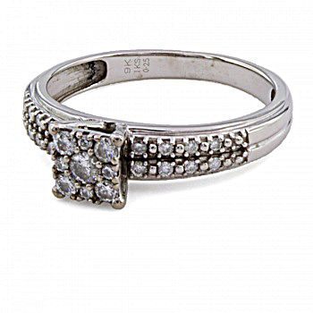 9ct White Gold Diamond 0.25ct Cluster Ring Size M