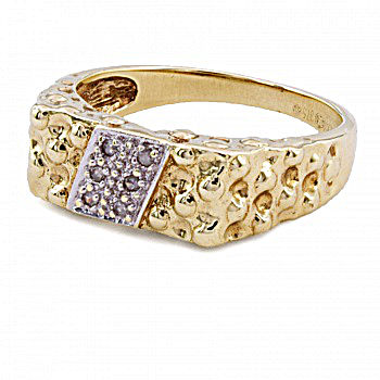 9ct gold Diamond unusual Ring size S