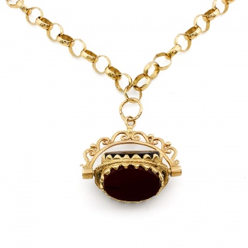Second Hand 9ct Gold Fob Pendant with Chain