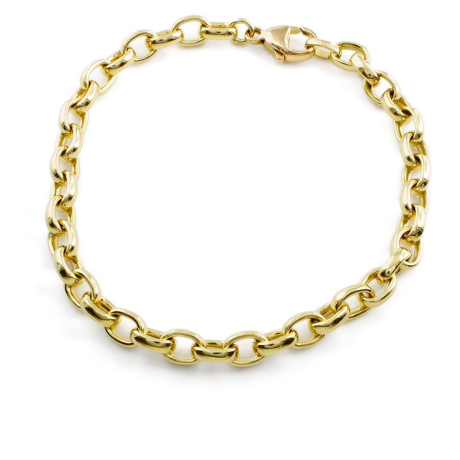 9ct Yellow Gold & CZ Square, Patterned & Plain Belcher Link Bracelet |  London Road Jewellers