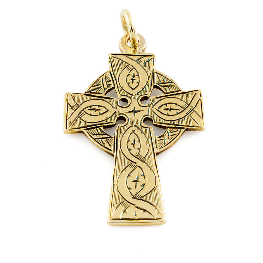 Celtic Trinity Knot Cross Pendant Necklace in Gold | Takar Jewelry