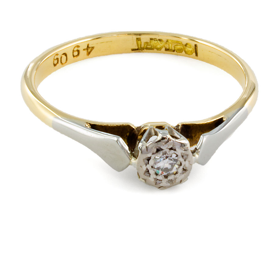 Second Hand 18ct Gold Platinum Diamond Solitaire Ring Size L