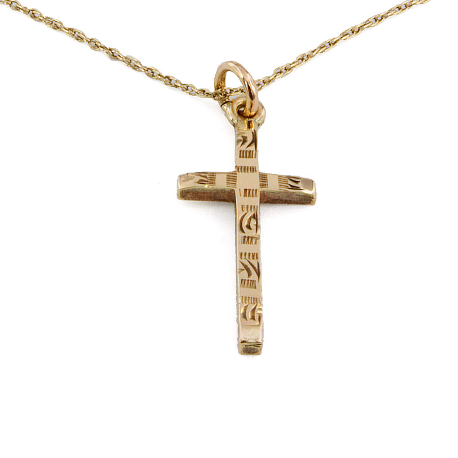 Second Hand 9ct Gold 18 inch Cross Pendant with Chain
