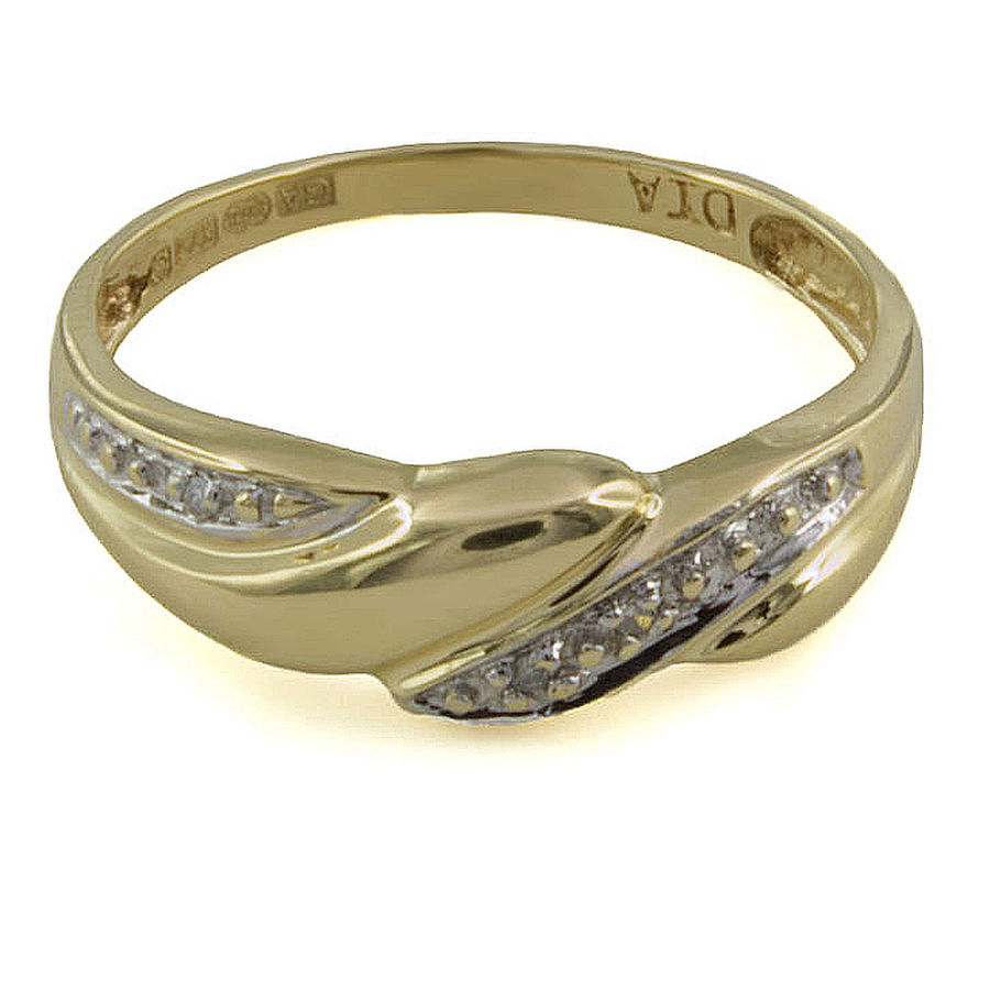 9ct gold Diamond crossover Ring size K