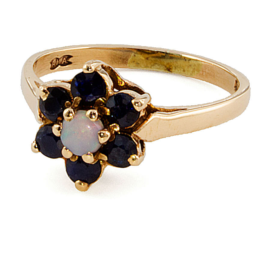 9ct gold Sapphire / Opal Cluster Ring size M