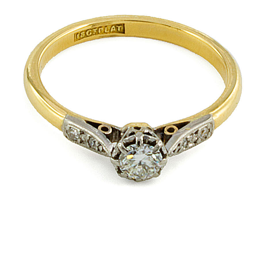 Second Hand 18ct Gold Platinum Diamond Ring Size L