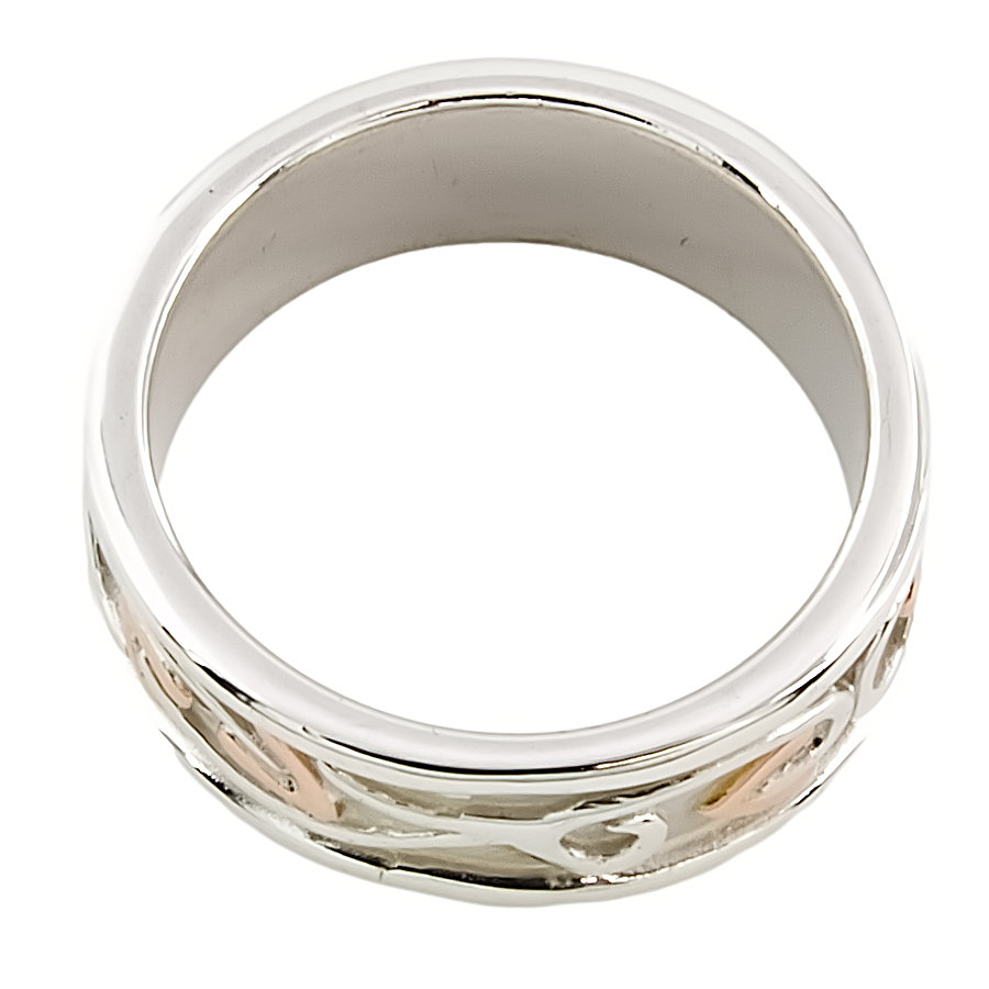 Clogau Walisischer Bandring Silber & 9 Kt Rotgold Lebensbaum Größe M