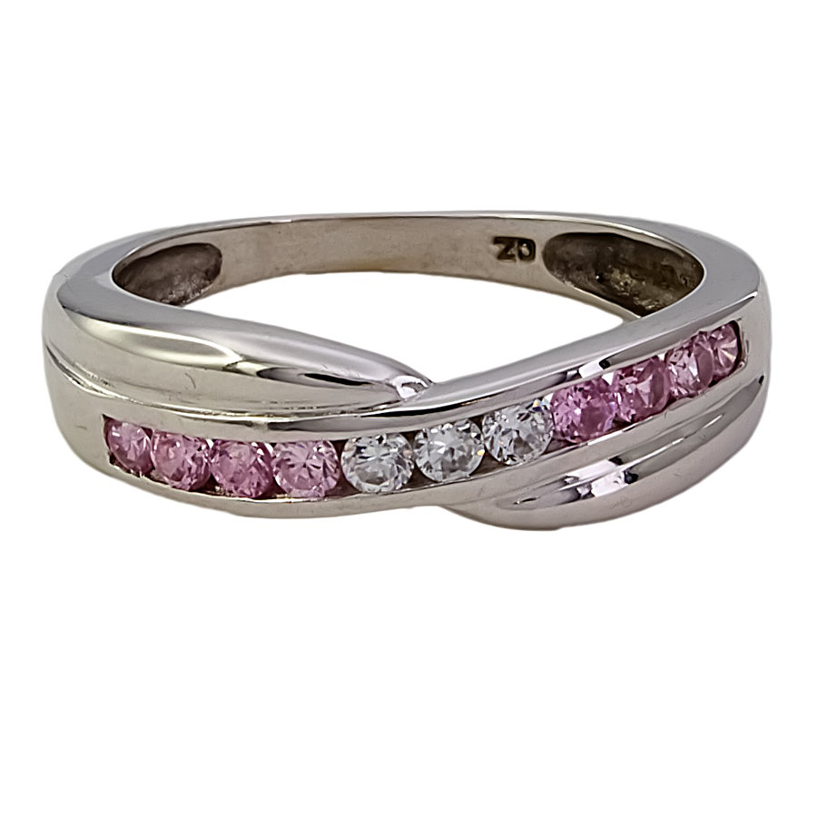 Second Hand 9ct White Gold Cubic Zirconia Half Eternity Ring Size M