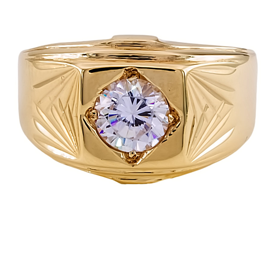 Second Hand 9ct Gold Cubic Zirconia Signet Ring Size M