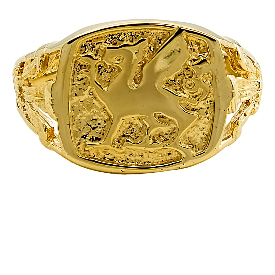 Second hand 9ct Gold Welsh Dragon Signet Ring size Z