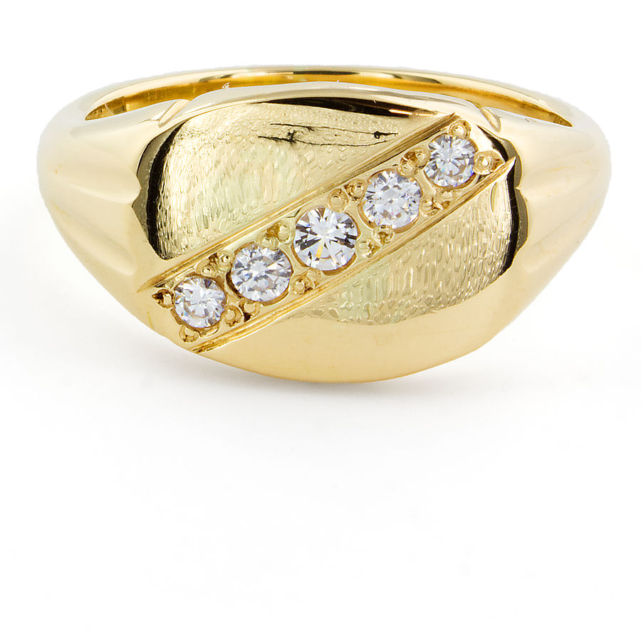 Second Hand 18ct Gold Cubic Zirconia Signet Ring Size Q